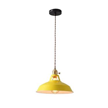 Imagem de CZKDHECAN Pingente simples de cabeça única, luz? Lustres de arte de ferro E27 Lâmpada retrô cúpula lâmpada suspensa de metal colorido industrial lâmpada pendente ajustável para cozinha ilha quarto