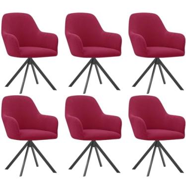 Imagem de Lzyjckh Capa elástica para cadeira de jantar com braços, Protetor para poltrona giratória, Capa para cadeira de escritório, Para penteadeira, sala de estar, quarto,Red,6PCS