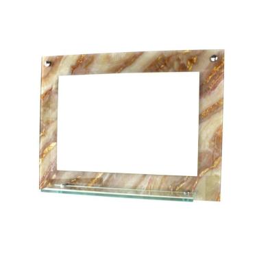 Imagem de Espelho Banheiro Com Prateleira 60Cm X 45Cm Mármore Marfim