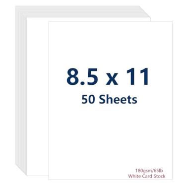 Imagem de Cimlaga Pacote com 50 cartolina branca 8,5 x 11, 29,5 kg/180 g/m², papel para impressora de cartolina para fazer cartões, impressão de escritório, certificado