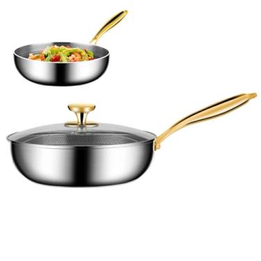 Imagem de Frigideira Antiaderente | Frigideira | Com Estrutura De Favos De Com Tampa Transparente Aço Inoxidável Para Indução Bife Panquecas Todas As Placas De Cocção Restaurante Família Camping E Chef