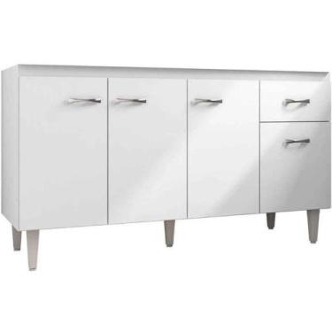 Imagem de Balcão de Pia Para Cozinha 150 Cm Graziela 4 Portas 1 Gaveta Branco Pr