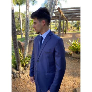 Imagem de Ternos Slim Masculino Micro Fibra - TN TERNOS, Azul, Paletó 50 Calça 4