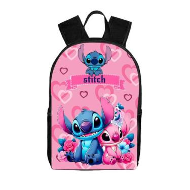 Imagem de Mochila Escolar Reforcada Infantil Stitch rosa Confortável - LC BRASIL