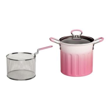 Imagem de IEUDNS Pequena frigideira funda com cesto de fritura, aquecedor antiaderente, universal, capacidade de 3 litros, tampa de vidro para fritar,