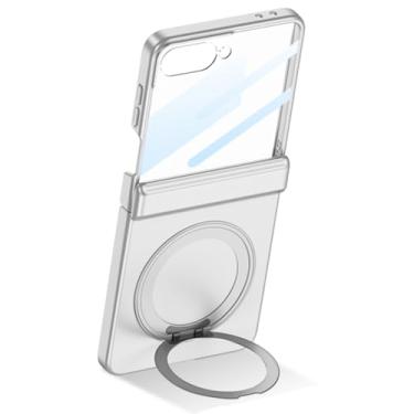 Imagem de LTLMYDAM Capa Ring para Samsung Galaxy Z Flip 7, capa de sucção magnética, dobradiça, tudo incluído, protetor de tela antirarranhões, capa ultrafina de policarbonato, branca, flip 7