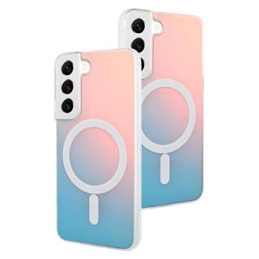 Imagem de AIGOMARA Capa projetada para Samsung Galaxy S22 [compatível com Magsafe] [Cor iridescente fluorescente] Capa protetora fina à prova de choque translúcida fosca para mulheres e meninas 6,1 polegadas