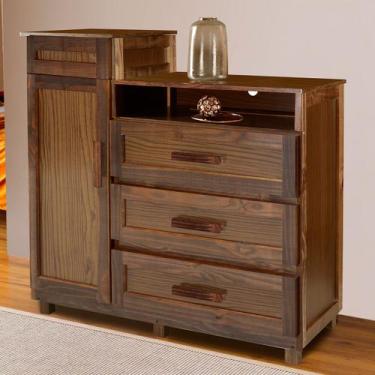 Imagem de Cômoda Cuiabá Madeira Maciça 1 Portas 3 Gavetas com Espelho Imbuia Nat