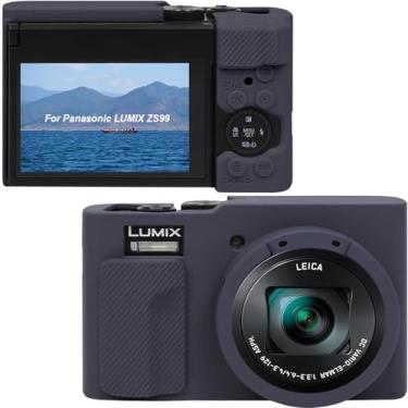Imagem de Canboc Capa protetora para câmera Panasonic LUMIX ZS99 Point and Shoot, ZS99 Capa de silicone macio com capa de lente removível, azul escuro (apenas capa)