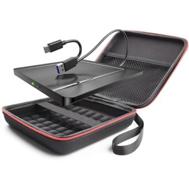 Imagem de Unidades externas de CD DVD, unidade externa de CD DVD +/-RW USB 3.0 Leitor de DVD portátil Unidade ROM, gravador de CD externo compatível com laptop e desktop, Windows 11/10/8/7 (bolsa preta de