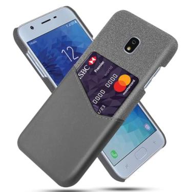 Imagem de Capa para Samsung Galaxy J7 PRO 2017,Tela e tampa de couro PU,Anti-deslizante,Resistência à impressão digital,Caso de proteção de 360°com 1 slot de cartão atrás-Gray