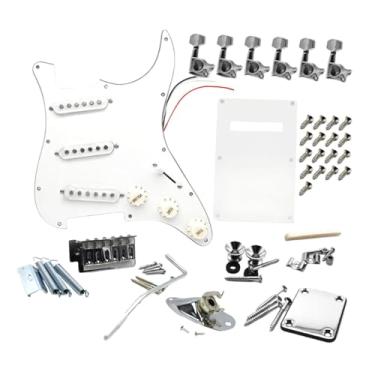 Imagem de MERIGLARE Kits de guitarra elétrica faça você mesmo com 11 furos, placa de proteção multifuncional com placa traseira retrô e entrada de guitarra para, White B