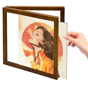Imagem de Essenhome Moldura de disco de vinil – Moldura de álbum de madeira preta sólida para discos de vinil, tela de parede de 30 x 30 x 4 cm com capa de acrílico transparente – perfeita para capas de LP e