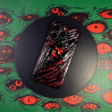 Imagem de Unitvbba Capa de telefone gótica 3D feita à mão com olho de monstro – Ajuste personalizado para todos os modelos de telefone – Exclusivo para fãs de terror, cosplay, amantes de estética escura (fundo