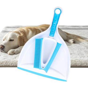 Imagem de Escova de borracha para animais de estimação com mini pá de lixo, escova de remoção de pelos de cachorro e gato com rodo, escova de carpete pequena portátil para roupas, carros, sofá, lençol de cama