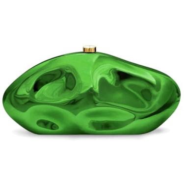Imagem de Bolsa clutch de acrílico para mulheres, bolsa de noite, bolsa de mão de acrílico irregular com corrente para festa, casamento, formatura, Verde