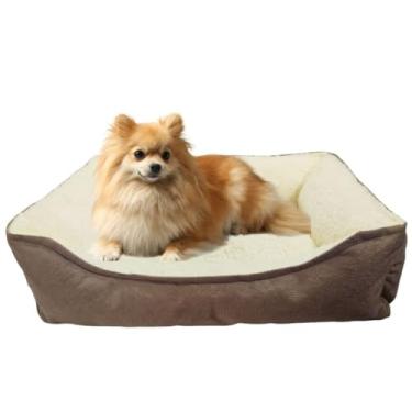 Imagem de Caminha de Cachorro Cama Pet Sherpa Reforçada Tamanho M e G Cachorro e Gato Luxo Pelucia Confort (Marrom-claro,M)