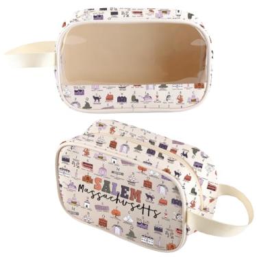 Imagem de Salem Massachusetts Presente inspirado Salem Massachusetts Bolsa de maquiagem transparente para amantes de bruxas, presente de bruxa Salem, Bolsa transparente Salem, Transparente