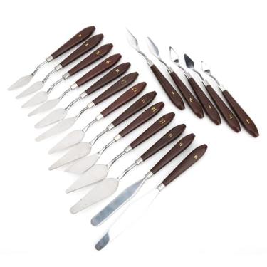 Imagem de Zerodis Conjunto de Faca Espátula Ferramenta de Pintura a óleo de Alça de Plástico Durável para Artistas, 18pcs Pintando Raspadores para Várias Pinturas (18 pcs)