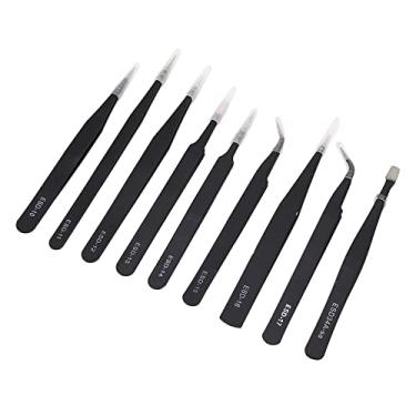 Imagem de lyrlody Precisão Antistática ESD Tweezers Conjunto de Kit de Reparo Magnético de Aço Inoxidável Com Bolsa para o Laboratório de Jóias de Eletrônicos Artesanais