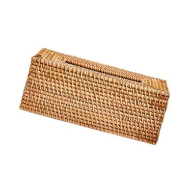 Imagem de Llazsybz Caixa de Lenços de Vime, Porta-guardanapos, Organizador Estilo Retrô, Decoração para Casa, Porta-lenços, Dispensador de Papel Higiênico, Madeira, Tamanho real