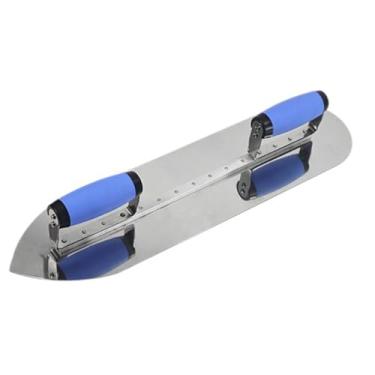 Imagem de IEUDNS Desempenadeira de gesso com cabo duplo, ferramenta para revestimentos artísticos, ferramenta para nivelamento de paredes, reboco grande, 20in Round Pointed