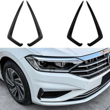 Imagem de Faca de vento divisor lateral do para-choque dianteiro compatível com Jetta MK7 2019-2021 Kit de corpo de lâmina de ar de afinação de spoiler acessórios para carro (aparência de fibra de carbono)