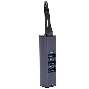Imagem de Hub USB C 4 Portas Com Gigabit Ethernet, Transferência de Dados de 5 Gbps, Design de Orifício de Armazenamento, Caixa de Liga de Alumínio, para Laptops ou Tablets