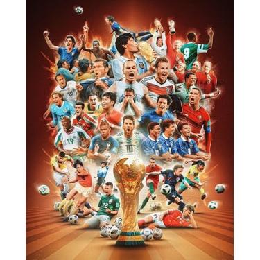 Imagem de IDOLUSTER Soccer Champion Superstar Group Foto Messi, Ronaldo, Mbappé, pôster assinado para quarto de crianças, quarto, decoração de parede - impressões de arte em tela para homens, adolescentes