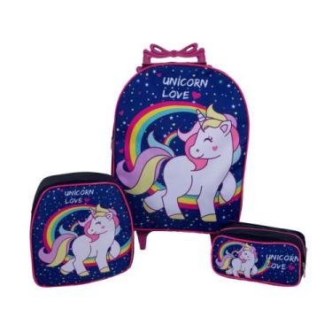 Imagem de Kit Mochila Infantil Unicórnio Marinho - DB