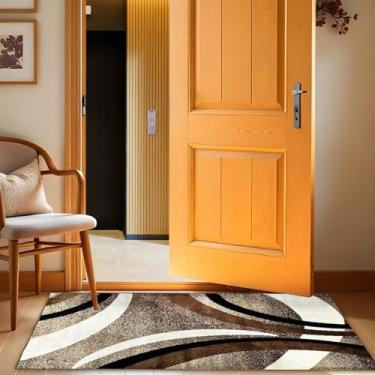 Imagem de 1 Tapete Entrada Porta Hall Grande Belga Es Mo 66 x 110 Vr (D4Mod Bege Preto Branco Marrom - Moderno Manchado Abstrato)