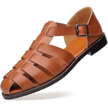 Imagem de Sandálias Masculinas Vestido De Negócios Sandálias Masculinas Sapatos De Couro Macio Respirável Homens Pretos Meio Chinelos Verão Sapatos Masculinos, Auburn, 46 EU