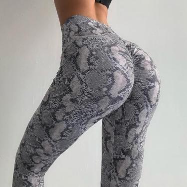 Imagem de Leggings Leopard Leggings Push Up Yoga Calças Ginásio Mulheres Esporte Fitness Leggings Slim Stretch Running Tights, Snakeskin, S