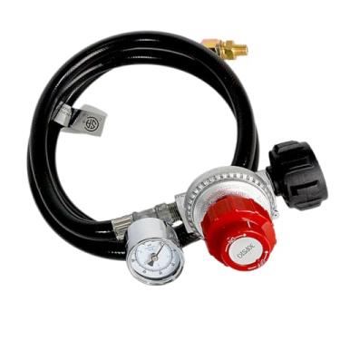 Imagem de DQSDC Regulador De Propano Alta Pressão 5 Pés Com Manômetro - Mangueira Pvc Resistente Saída Ajustável 0 A 30 Psi Para Fritadeiras Peru, Queimadores, Defumadores E Cozinha Ao Ar Livre Certificação C