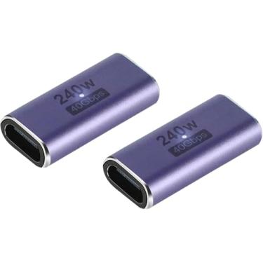 Imagem de GHQXZT - Acoplador USB C de 240 W (pacote com 2), adaptador USB tipo C fêmea para fêmea compatível com Thunderbolt 4/3, suporta carregamento de até 240 W, transferência de dados e vídeo de 40 Gbps