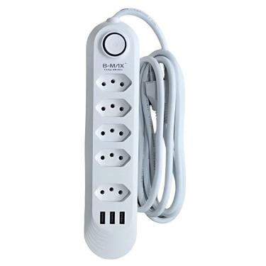 Imagem de Filtro De Linha C- 3 Entradas Usb - 5 Tomadas - Tripolar - B-max