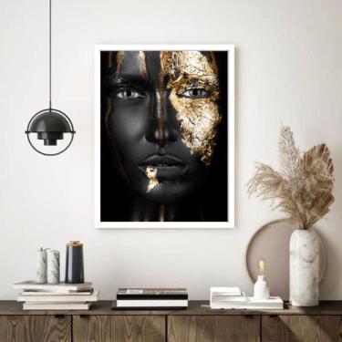 Imagem de Quadro Decorativo Mulher Negra Gold - 70x50cm - Quadros On-line, Moldu