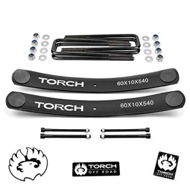 Imagem de Kit de elevação de folha da TORCH 3,8 cm - 5 cm traseiro com parafusos em U quadrados de 21,5 cm para Toyota Tacoma 2WD 4WD TRD SR5 1995-2021 - modelos com padrão de parafuso de roda de 6 porcas