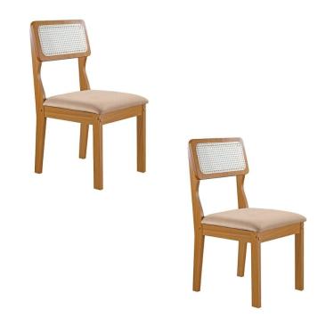 Imagem de Conjunto de 2 Cadeiras Agata Retrô com Estofado em Linho