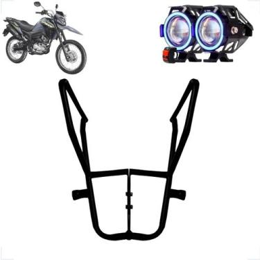 Imagem de Kit Protetor de Carenagem + Farol de Milha U7 Angel Eye Azul Moto Bros