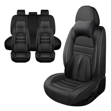 Imagem de Iceleather Capas de assento de carro de luxo para Jeep Wrangler 2007-2025, capa de assento de couro PU macio respirável impermeável com bolsos de armazenamento (preto clássico, conjunto completo com