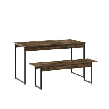 Imagem de Mesa De Jantar Com 1 Banco Estilo Industrial Tub Carvalho Dark /