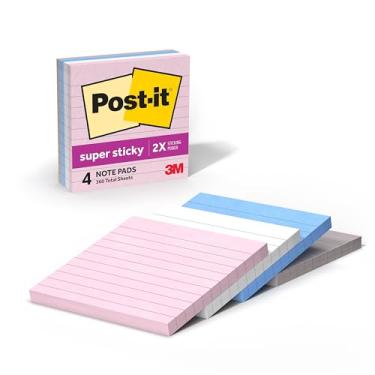 Imagem de Post-it Notas forradas super adesivas 10 x 10 cm, Simply Serene 4 blocos/pacote, 90 folhas/bloco