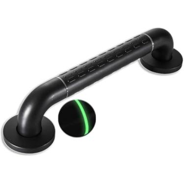 Imagem de Barra De Apoio Para Chuveiro Preta, Barra De Apoio Para Banho Com Punho Antiderrapante E Círculos Luminosos De Segurança, Suporte De Corrimão De Segurança Para Banheira, Deficien, 19in