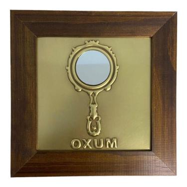 Imagem de Quadro Orixá Oxum Em Aço E Madeira Imbuia 18 X18 Cm