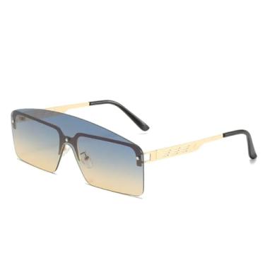 Imagem de Óculos de sol femininos com armação de metal conjugada, tendência da moda, sem aro, peça única de luxo (C3)