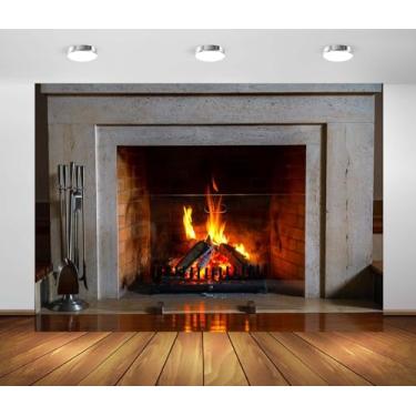 Imagem de Loccor Pano de fundo para lareira de tecido de 1,5 x 0,9 m, lareira de Natal, lenha, apartamento, decoração de Natal, decoração de Natal, decoração de festa de Natal, adereços de estúdio fotográfico