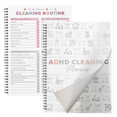 Imagem de Agenda de limpeza Adhd, lista de verificação de lista de limpeza, lista de verificação diária semanal mensal para casa, livro de planos de limpeza doméstica DIY