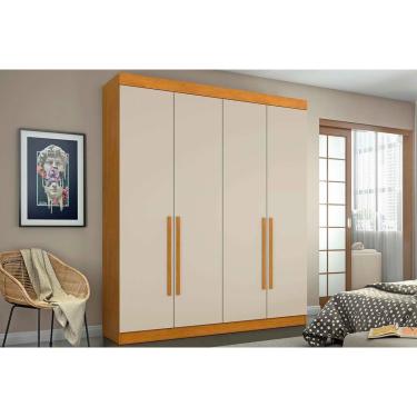 Imagem de Guarda Roupa Casal 4 Portas e 3 Gavetas Roma Cinamomo/Off White - Conquista