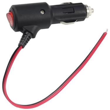 Imagem de Plugue macho de isqueiro de substituição de 12 volts com interruptor liga/desliga - plugue macho de cigarro de 15 amp fundido de 15 amp com condutores de calibre 16, substituição de plugue de carro